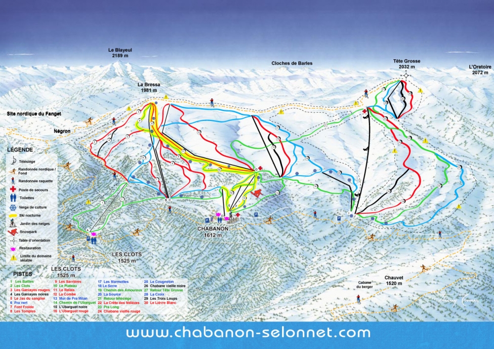 carte pistes à chabanon